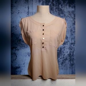 "DOUBLE ZERO" | Summer Chiffon Blouse | Small | Peach